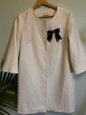 Sakura Cream Coat with Black Label Detail